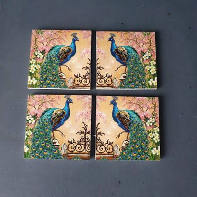 Peacock Decoupage Coasters