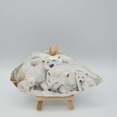 Polar Bears Decoupage Slate