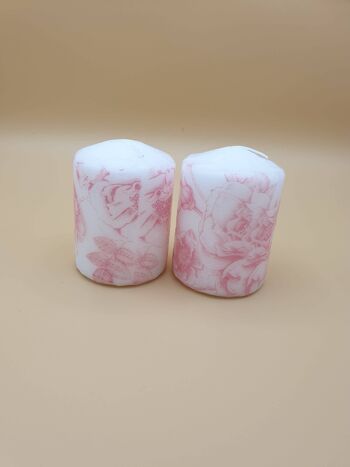 Ensemble de bougies florales roses, petites bougies de découpage-172 1