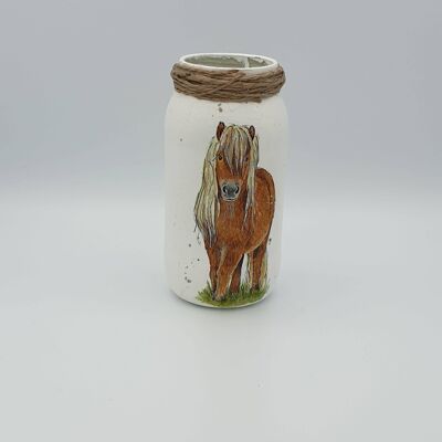 Pony Decoupage Jar, Upcycled Glass Small Vases,