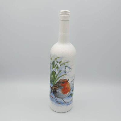 Robin Decoupage Botella de vidrio, Robin Lover Gifts-280