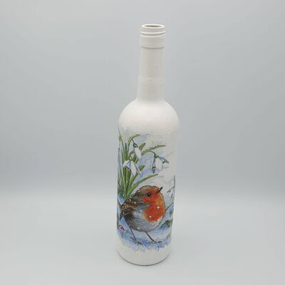 Robin Decoupage Glass Bottle, Robin Lover Gifts-280