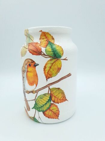 Pot de découpage Robin, vase en verre recyclé, 3