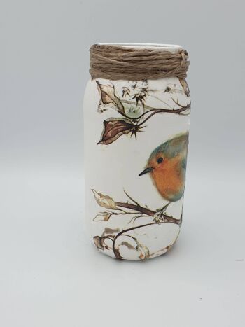 Pot de découpage Robin, petit vase en verre recyclé 2