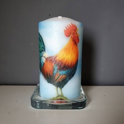 Rooster Decoupage Candles