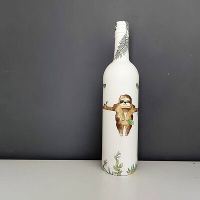 Botella de decoupage de perezoso, regalos de decoración del hogar para amantes de los perezosos-47