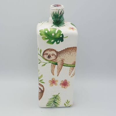 Botella de decoupage de perezosos, regalos de decoración del hogar para amantes de los perezosos-158