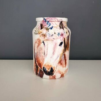 Pot de découpage de licorne, vases en verre recyclés 2