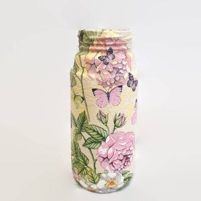 Bocal papillon floral vintage, petit vase en verre recyclé
