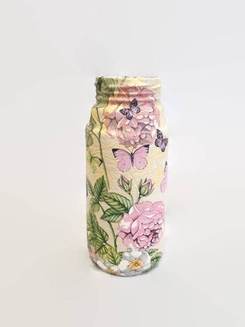 Bocal papillon floral vintage, petit vase en verre recyclé 1