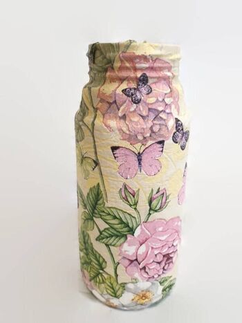 Bocal papillon floral vintage, petit vase en verre recyclé 2