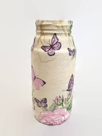 Bocal papillon floral vintage, petit vase en verre recyclé 3