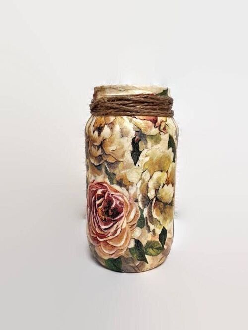 Vintage Floral Decorative Jar, Gifts For Her, Small Vase
