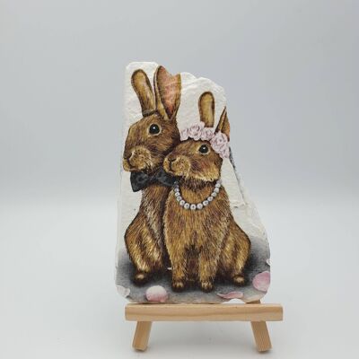 Ardoise décorative de lapin de mariage