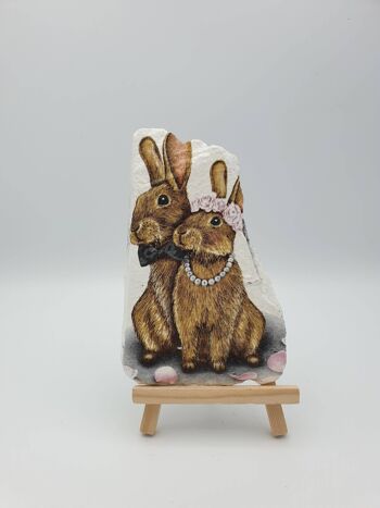 Ardoise décorative de lapin de mariage 1