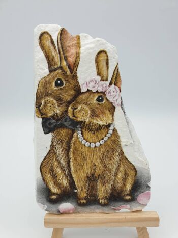 Ardoise décorative de lapin de mariage 2