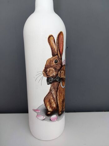 Bouteille de découpage de lapin de mariage, vin en verre recyclé Bo-411 2