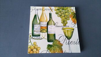 Sous-verres de vin blanc, cadeau d'amateur de vin, découpage en bois -415 2