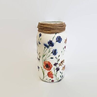 Wild Flowers Decorative Jar, Small Floral Glass Vase