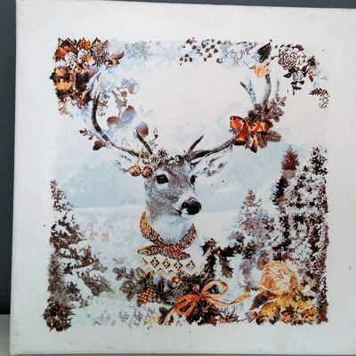 Tele di cervo del bosco, arte dell'immagine della renna invernale, Bi-155