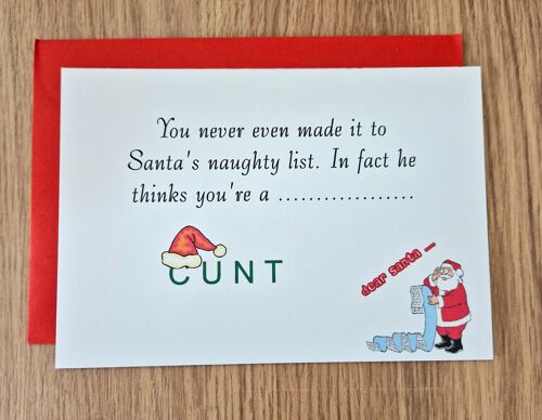 Funny Rude Offensive Christmas Card - Naughty List