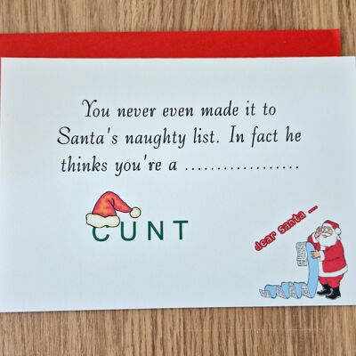 Cartolina di Natale maleducata e offensiva divertente - Lista impertinente