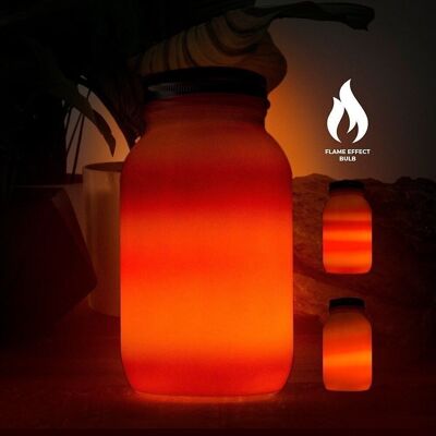 Fire in the glass lantern - solar powered