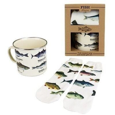 Enamel mug and socks fish