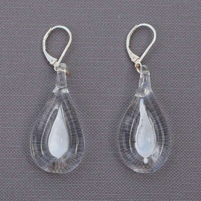 Boucles d'oreilles de créateur en verre de Murano certifié boucles DOLCE au coeur de couleur de verre blanc