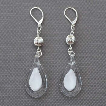 Boucles d'oreilles pendantes en verre de Murano certifié de créateur. Modele DOLCE PRINCESSE 1