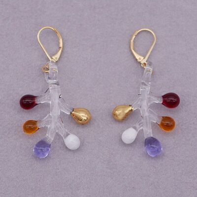 Designer Murano glass earrings - CORAIL model