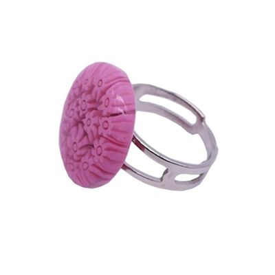 Authentischer und handgefertigter Ring aus Muranoglas Ring in MURRINE oder Millefiori in runder rosa Farbe