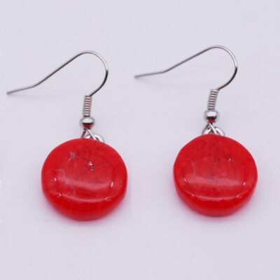 Authentic and handcrafted Murano glass earrings Round MURRINE or red millefiori earrings