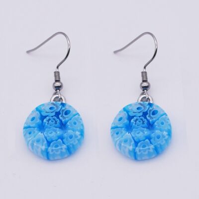 Orecchini in vetro di Murano autentico e artigianale Orecchini tondi MURRINE blu turchese