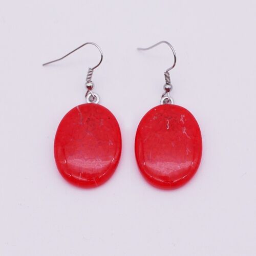 Boucles d'oreilles en verre de Murano authentique et artisanal fait main Boucles ovales en MURRINE rouge