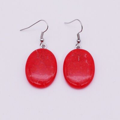 Authentic and handmade Murano glass earrings Oval earrings in red MURRINE