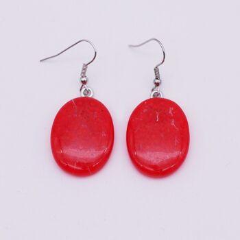 Boucles d'oreilles en verre de Murano authentique et artisanal fait main Boucles ovales en MURRINE rouge 1