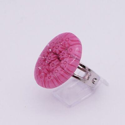 Authentischer und handgefertigter Ring aus Muranoglas Ring in MURRINE oder Millefiori in ovaler rosa Farbe