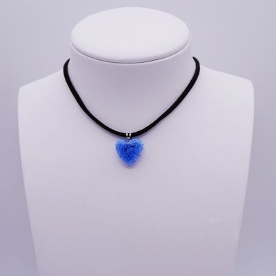 Collana CUORE Murrine - Vetro di Murano certificato fatto a mano - colore vetro blu