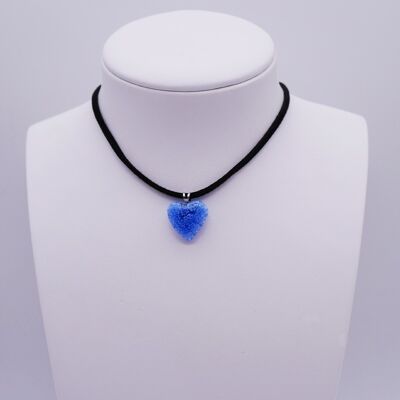 Murrine HEART necklace - Handmade certified Murano glass - blue glass color