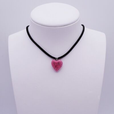 Murrine HEART necklace - Authentic certified Murano glass handmade pink glass color