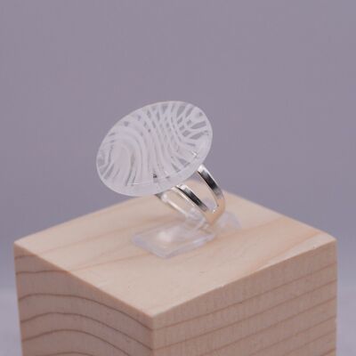 Authentischer Designer-Murano-Glasring – Kristall und weißer filigraner VENUS-Ring für Frauen