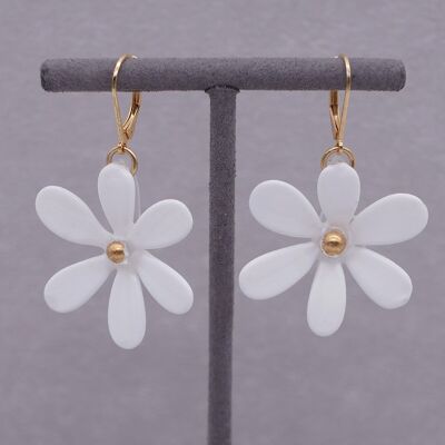 Boucles d'oreilles fleur blanche en verre de Murano