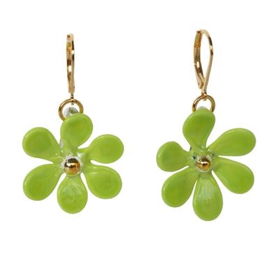 Boucles d'oreilles FLEUR en verre de Murano - Modele PRIMAVERA vert pastel
