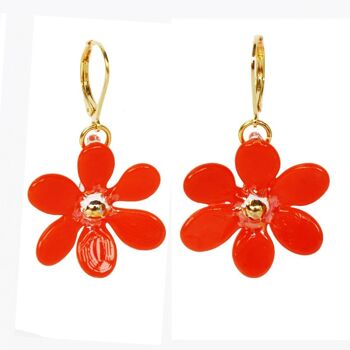 Boucles d'oreilles fleur en verre de Murano -  Modele PRIMAVERA orange 1