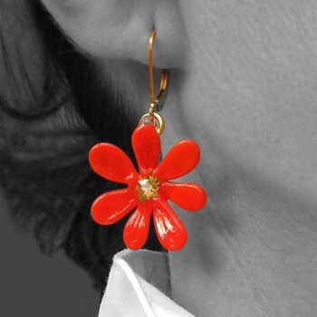 Boucles d'oreilles fleur en verre de Murano -  Modele PRIMAVERA orange 2