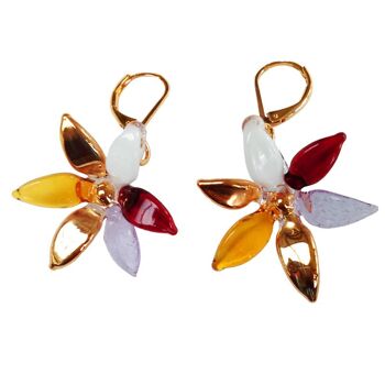Boucles d'oreilles fleur en verre de Murano - Modele PRIMAVERA multi rouge 1