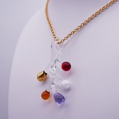 Collier de créateur en verre de Murano -  Pendentif CORAIL