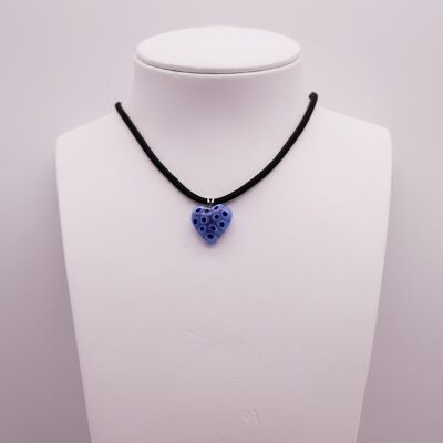 Collana CUORE in vetro di Murano in autentico vetro Murrine fatto a mano colore blu e blu navy