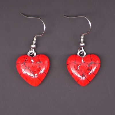 HEART earrings in authentic and handmade Murano glass Jewel in MURRINE or red millefiori